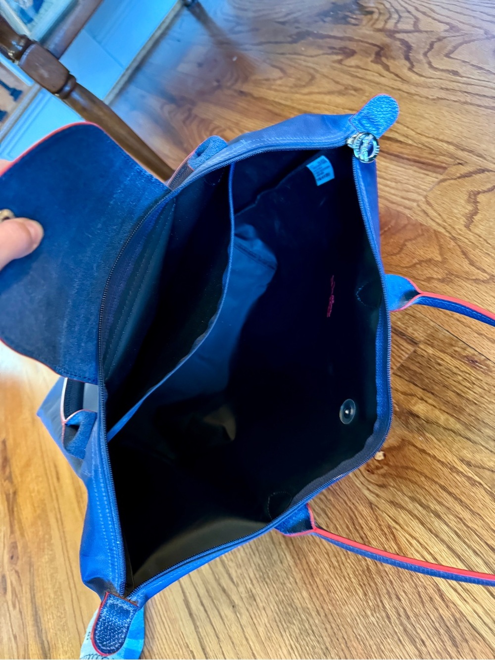 Longchamp Navy Blue Tote Bag with red Accent - Women Bags - Picture 7 of 9